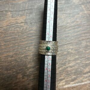 925 Malachite Spinner Ring Sz 6 Like New